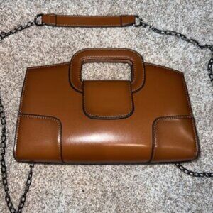 Handbag Leather Brown OKPTA1519426 OK.0973628 Women w Chain Strap EUC